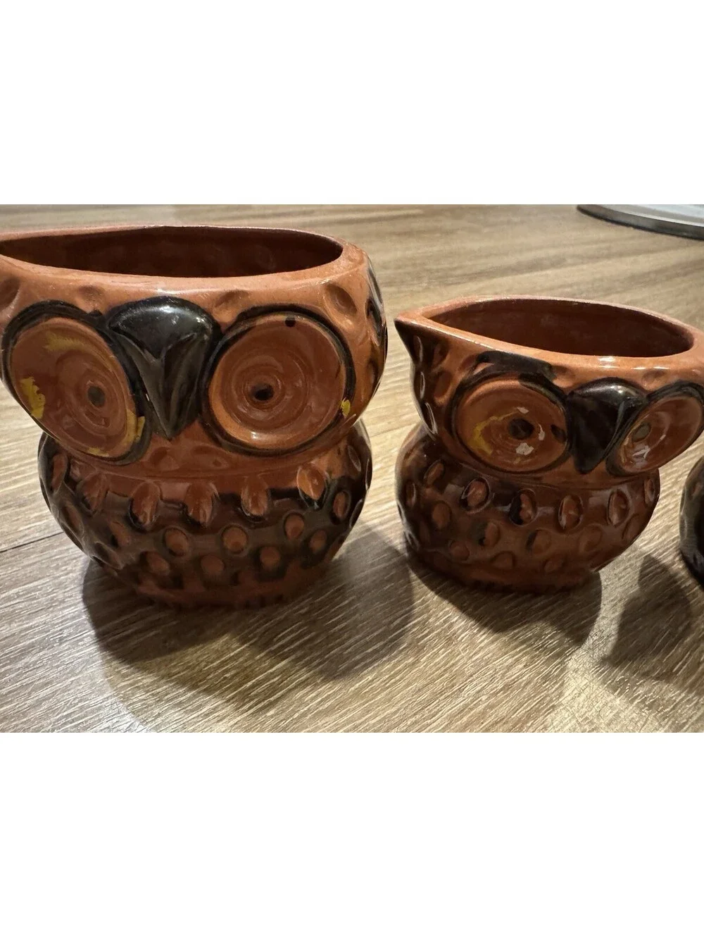 70'Ceramic Owl Measuring Cup Set 4pc w/ Holder Tray Brown/Black 1, 2/3, 1/2, 1/3